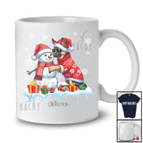 Personalized Custom Name German Shepherd Build Snowman; Lovely Snow Santa Family T-Shirt