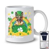 Personalized Custom Name German Shepherd In Pot Of Gold; Lovely St. Patrick's Day Rainbow T-Shirt