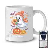 Personalized Custom Name Ghost Boo Eating Donut; Joyful Halloween Costume Food Lover; Family T-Shirt