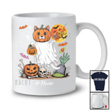 Personalized Custom Name Ghost Cat Pumpkin Face; Humorous Halloween Costume Animal T-Shirt