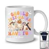 Personalized Custom Name Ghouls Have Fun; Creepy Halloween Groovy Three Boo Ghost; Family T-Shirt
