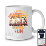 Personalized Custom Name Ghouls Have Fun; Creepy Halloween Vintage Retro Three Boo Ghost T-Shirt