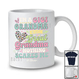 Personalized Custom Name Gigi Great Grandma Nothing Scares Me; Proud Mother's Day Leopard T-Shirt