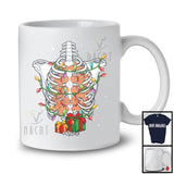 Personalized Custom Name Gingerbread Rib Cage; Cheerful Christmas Lights Skeleton X-Ray T-Shirt