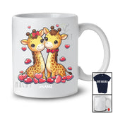 Personalized Custom Name Giraffe Couple; Lovely Valentine Hearts Giraffe Animal Lover; Family Group T-Shirt