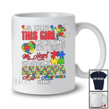 Personalized Custom Name Girl Have A Piece Of My Heart Grandpa; Joyful Father's Day Autism Puzzle T-Shirt