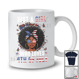 Personalized Custom Name Girl Who Loves 4th Of July; Lovely Leopard Afro Women US Flag T-Shirt