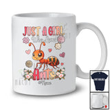 Personalized Custom Name Girl Who Loves Ants; Floral Summer Flowers Ants Animal Lover T-Shirt