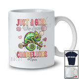 Personalized Custom Name Girl Who Loves Chameleons; Floral Summer Flowers Chameleon Animal T-Shirt