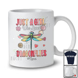 Personalized Custom Name Girl Who Loves Dragonflies; Floral Summer Flowers Animal Lover T-Shirt