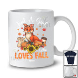 Personalized Custom Name Girl Who Loves Fall; Lovely Thanksgiving Fox Sunflower Pumpkin T-Shirt