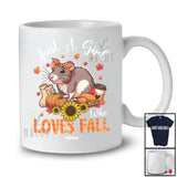 Personalized Custom Name Girl Who Loves Fall; Lovely Thanksgiving Rat Sunflower Pumpkin T-Shirt