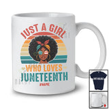 Personalized Custom Name Girl Who Loves Juneteenth; Lovely African Afro Women; Vintage Retro T-Shirt