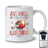 Personalized Custom Name Girl Who Loves Ladybugs; Floral Summer Flowers Ladybug Animal Lover T-Shirt