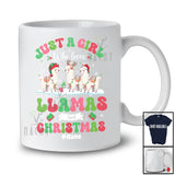 Personalized Custom Name Girl Who Loves Llamas Christmas; Amazing X-mas Snow Lights T-Shirt