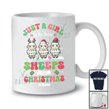Personalized Custom Name Girl Who Loves Sheeps Christmas; Amazing X-mas Snow Lights T-Shirt