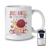 Personalized Custom Name Girl Who Loves Snails; Floral Summer Flowers Snail Animal Lover T-Shirt