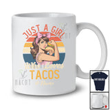 Personalized Custom Name Girl Who Loves Tacos; Amusing Cinco de Mayo Mexican Vintage Retro T-Shirt