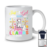 Personalized Custom Name Girl Who Runs On Jesus And Llamas; Lovely Easter Llama Egg Hunt T-Shirt