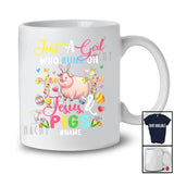 Personalized Custom Name Girl Who Runs On Jesus And Pigs; Lovely Easter Pig Egg Hunt T-Shirt