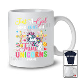 Personalized Custom Name Girl Who Runs On Jesus And Unicorns; Lovely Easter Unicorn Egg Hunt T-Shirt