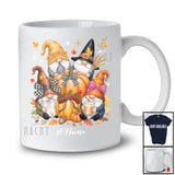 Personalized Custom Name Gnomes Squad Coquette Bow Pumpkin; Lovely Thanksgiving Fall Leaves T-Shirt