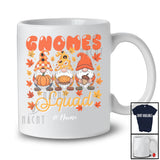 Personalized Custom Name Gnomes Squad; Lovely Thanksgiving Three Leopard Plaid Gnomies T-Shirt