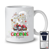 Personalized Custom Name Gnomies Squad; Adorable Christmas Tree Lights Moon; Three Gnomes T-Shirt