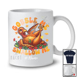 Personalized Custom Name Gobble Me Swallow Me; Humorous Thanksgiving Groovy Roast Turkey T-Shirt