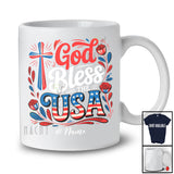 Personalized Custom Name God Bless The USA; Fantastic 4th of July US Flag Cross; Patriotic T-Shirt