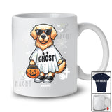 Personalized Custom Name Golden Retriever Boo Ghost Cosplay; Lovely Halloween Animal Sunglasses T-Shirt