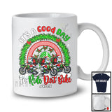 Personalized Custom Name Good Time To Ride Dirt Bike; Joyful Christmas Three Santa Rainbow T-Shirt