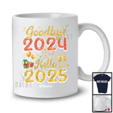 Personalized Custom Name Goodbye 2024 Hello 2025; Joyful Happy New Year Fireworks Drinking T-Shirt