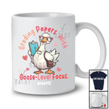 Personalized Custom Name Grading Papers With Goose-Level Focus; Joyful Back To School Teacher T-Shirt