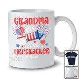 Personalized Custom Name Grandma Of The Little Firecracker; Lovely 4th Of July Family Patriotic T-Shirt