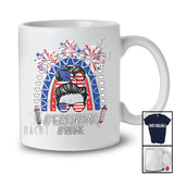 Personalized Custom Name Grandma; Amazing Mother's Day 4th Of July Bun Hair; Rainbow Patriotic T-Shirt