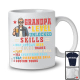 Personalized Custom Name Grandpa Level Unlocked Skills, Awesome Father's Day Beer Drinking T-Shirt