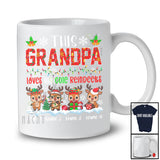 Personalized Custom Name Grandpa Loves His Cute Reindeers; Lovely Christmas Lights Snow Family T-Shirt