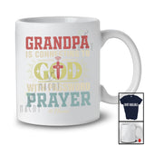 Personalized Custom Name Grandpa is Connecting to God Prayer; Lovely Father's Day Cross; Vintage T-Shirt