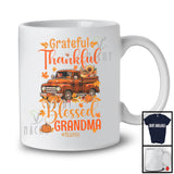 Personalized Custom Name Grateful Thankful Grandma; Lovely Thanksgiving Plaid Truck; Family T-Shirt