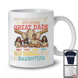 Personalized Custom Name Great Dads Play Baseball With 3 Daughters, Vintage Father's Day T-Shirt