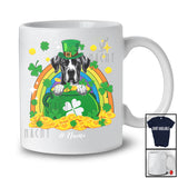 Personalized Custom Name Great Dane Leprechaun In Pot Of Gold; Lovely St. Patrick's Day Rainbow T-Shirt