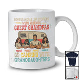 Personalized Custom Name Great Grandpas Go Camping With 3 Granddaughters, Vintage Father's Day T-Shirt