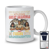 Personalized Custom Name Great Grandpas Go Fishing With 2 Granddaughters, Vintage Father's Day T-Shirt