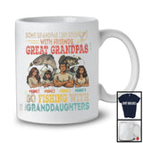 Personalized Custom Name Great Grandpas Go Fishing With 3 Granddaughters, Vintage Father's Day T-Shirt