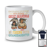 Personalized Custom Name Great Grandpas Go Fishing With Granddaughter, Vintage Father's Day T-Shirt