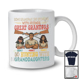 Personalized Custom Name Great Grandpas Go Hunting With 2 Granddaughters, Vintage Father's Day T-Shirt