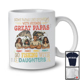 Personalized Custom Name Great Papas Go Fishing With 3 Daughters, Proud Father's Day Family T-Shirt
