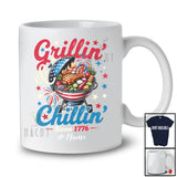 Personalized Custom Name Grillin' and Chillin' 1776; Humorous 4th of July BBQ Food; Patriotic T-Shirt