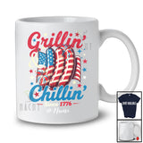Personalized Custom Name Grillin' and Chillin' 1776; Humorous 4th of July Sausage Food; Patriotic T-Shirt